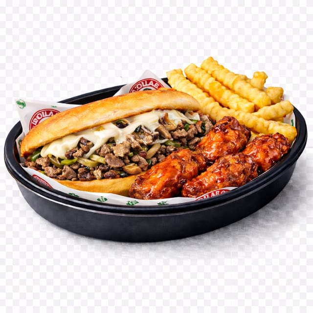 Philly Cheese Steak & 6 Piece Wings.